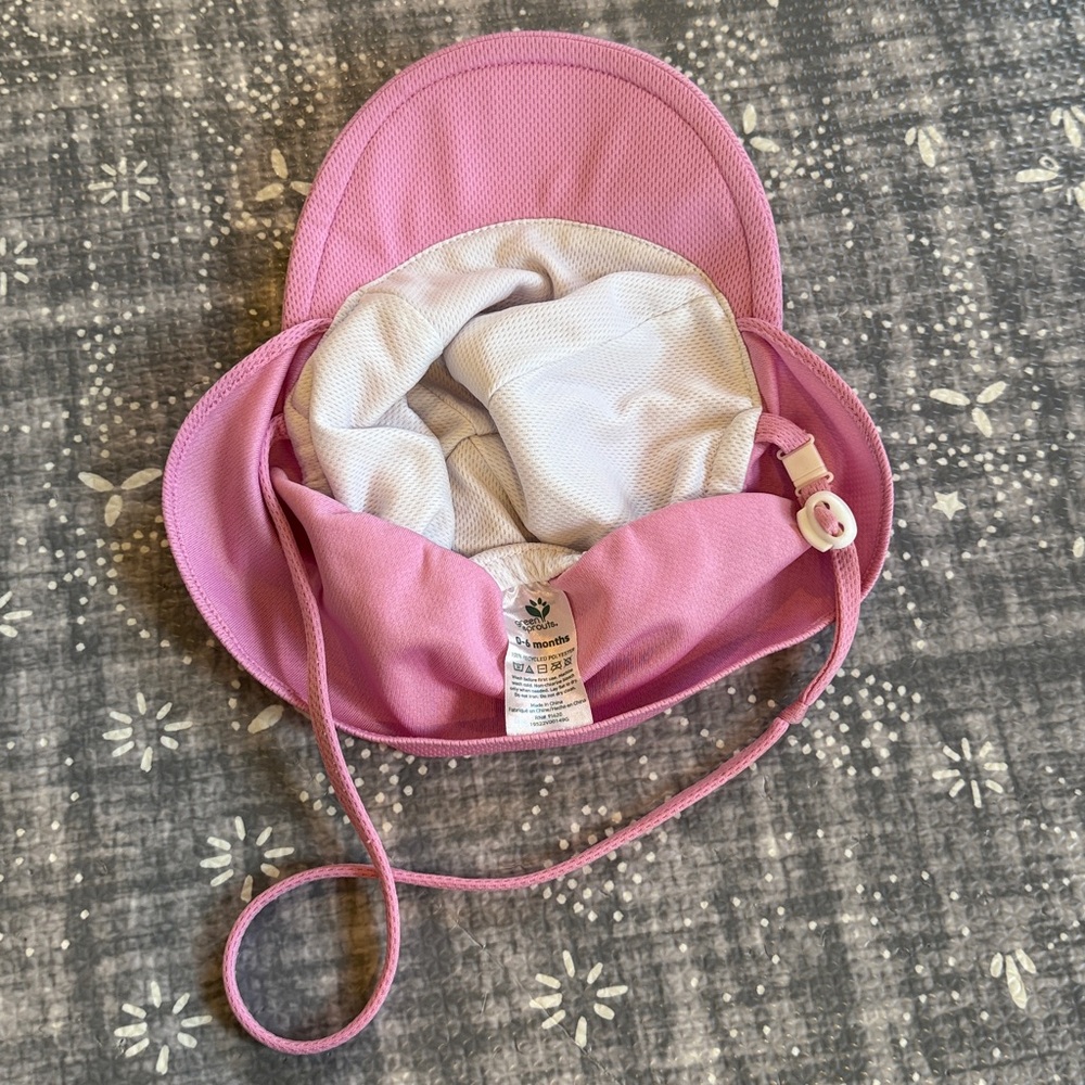Green Sprouts baby Sun Hat UPF in pink, size 0-6 Months - Picture 3 of 4